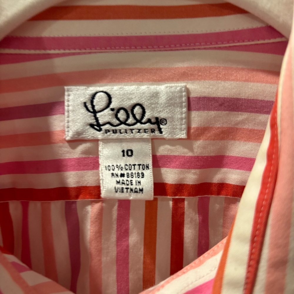 Lilly Pulitzer Pink Striped Vintage Button Up - Picture 4 of 5